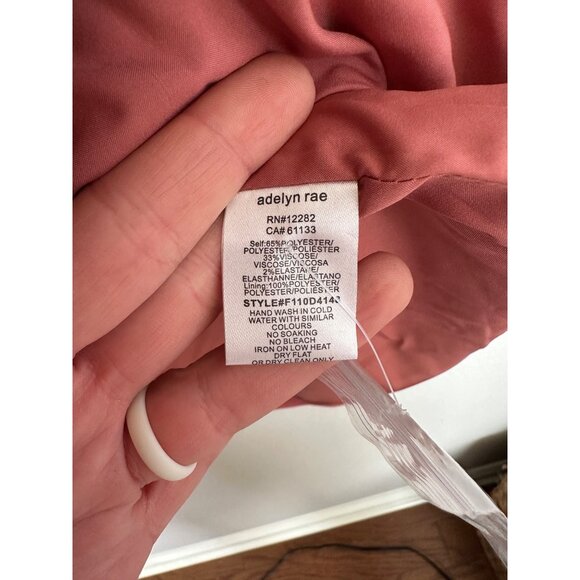 Adelyn Rae Kayla Pinstripe Belted Blazer Dress Size Medium Desert Rose Pink - Picture 8 of 10